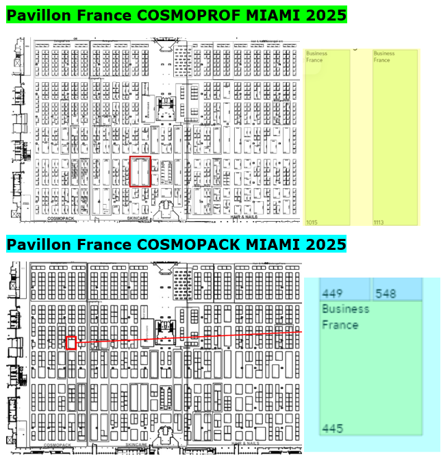 Situation des pavillons France 